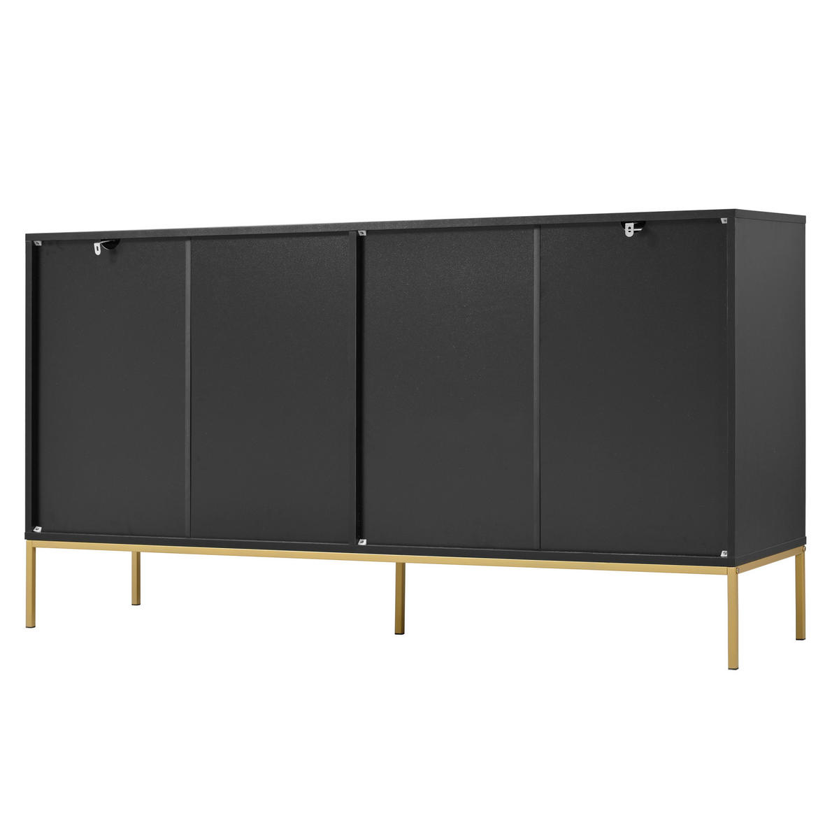 SIDEBOARD 150/40/80 cm in Schwarz mit 4 Türen und verstellbaren Einlegeböden - Schwarz, Holzwerkstoff (150/80/40cm) - Flora Grace