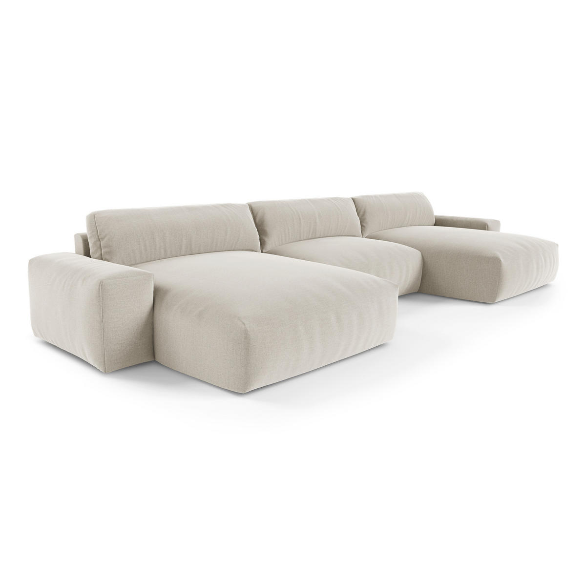 WOHNLANDSCHAFT Rastergewebe Beige 420cm - Beige, Textil (420/75/174cm) - Sia Home
