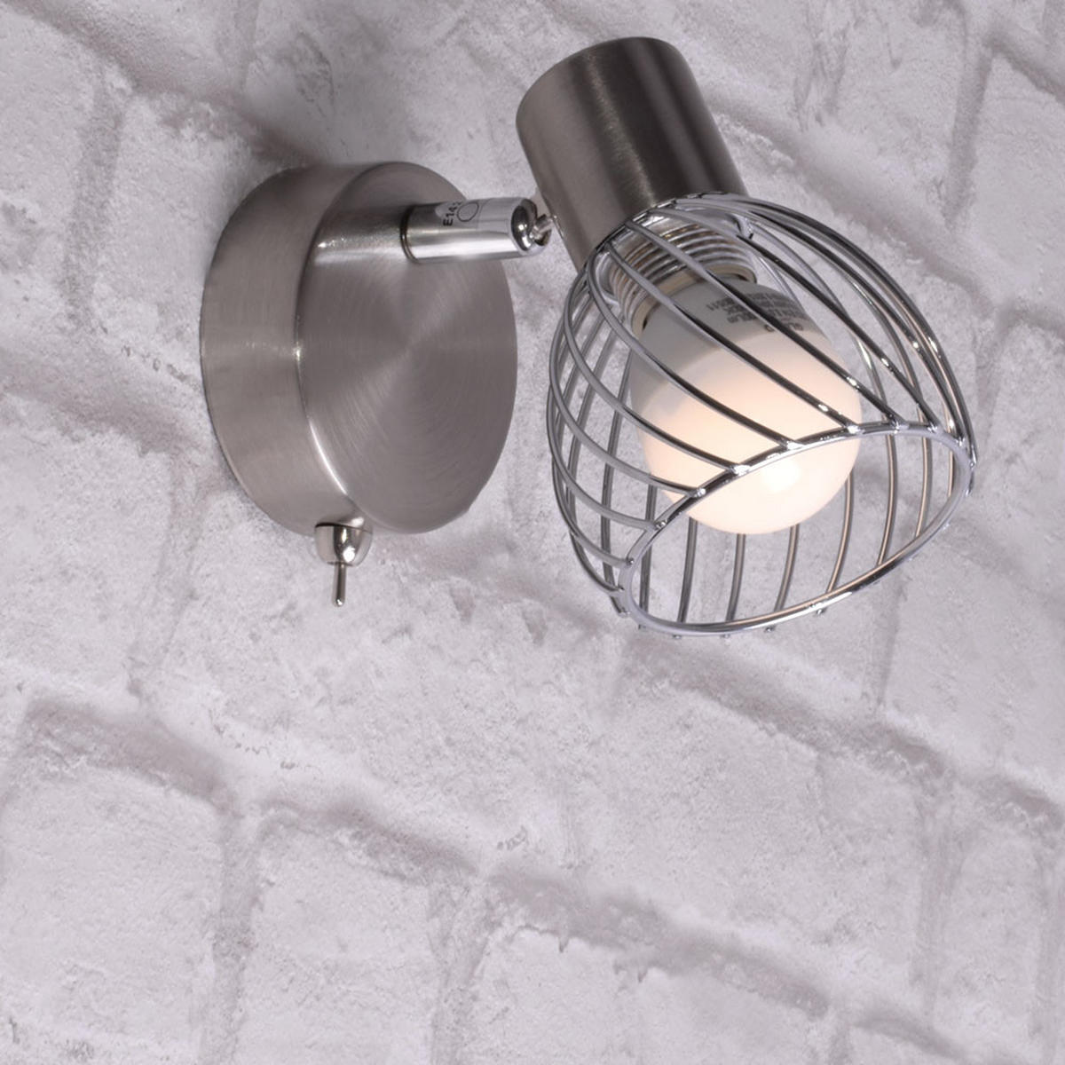 WANDLEUCHTE TEXAS Chrom Silber - Silberfarben, Metall (8/12/12cm) - Globo Lighting