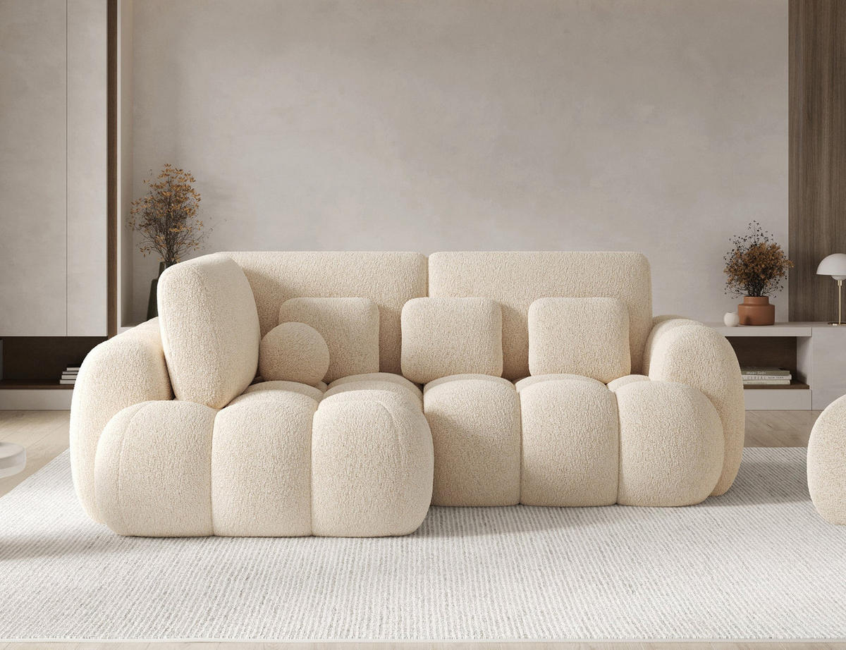 ECKSOFA COZION L-Form mit Schlaffunktion & Bettkasten – Modernes 3-Sitzer Sofa, HR-Kaltschaum, Wellenfederung, 267 × 165 cm - Creme/Schwarz, Kunststoff (165/267cm) - Wohnideebilder