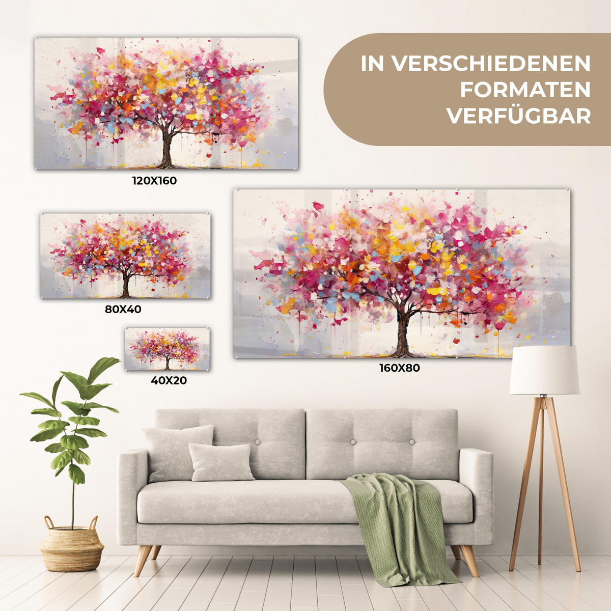 OBRAZ NA AKRYLOVOM SKLE Akvarel - Strom - Umenie - Abstraktné 120x60 cm - viacfarebná, sklo (120/60cm) - MuchoWow