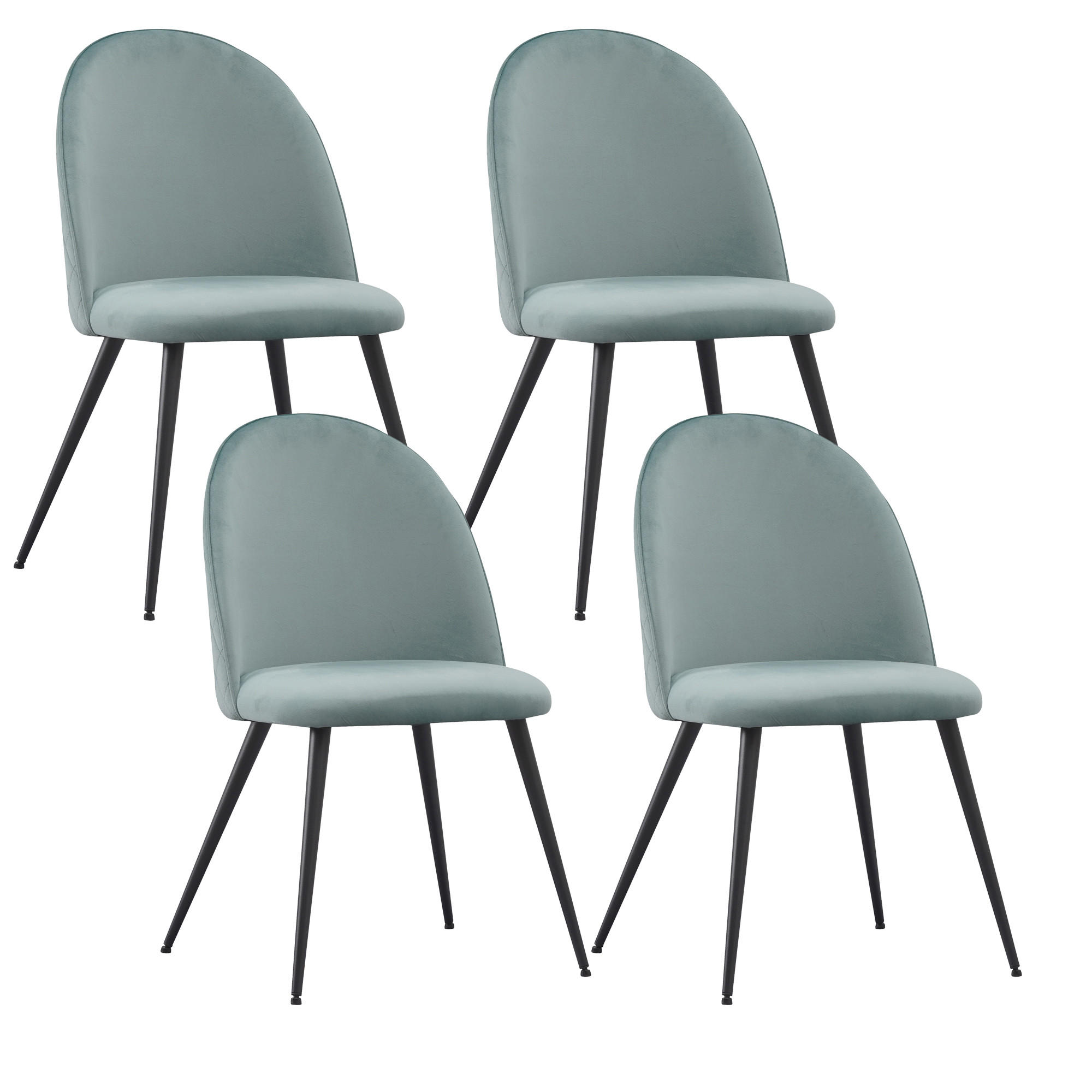 STUHL CAPO Samtbezug Metallbeine 4er Set Türkis - Türkis, Textil/Metall (53/84/44cm) - Albatros