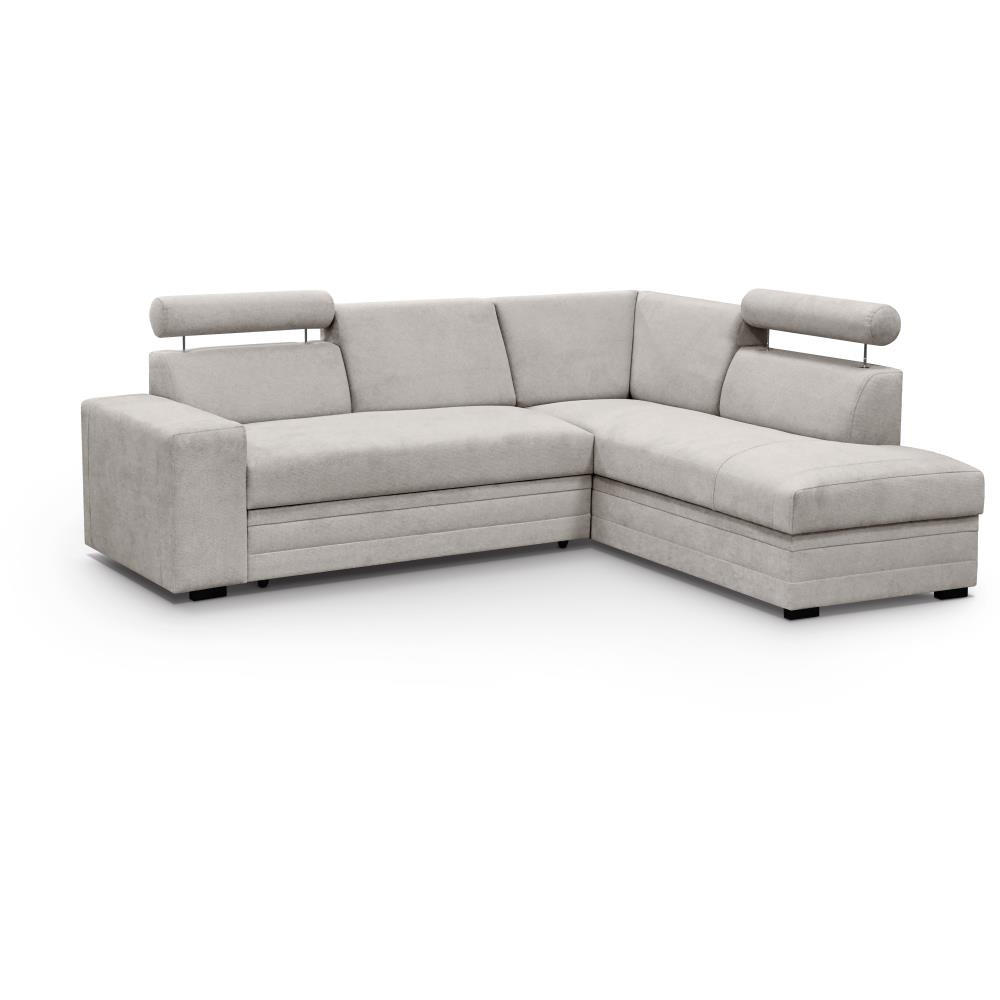 ECKSCHLAFSOFA Roma beige rechts - Beige/Schwarz, Textil (250/205cm) - Beautysofa