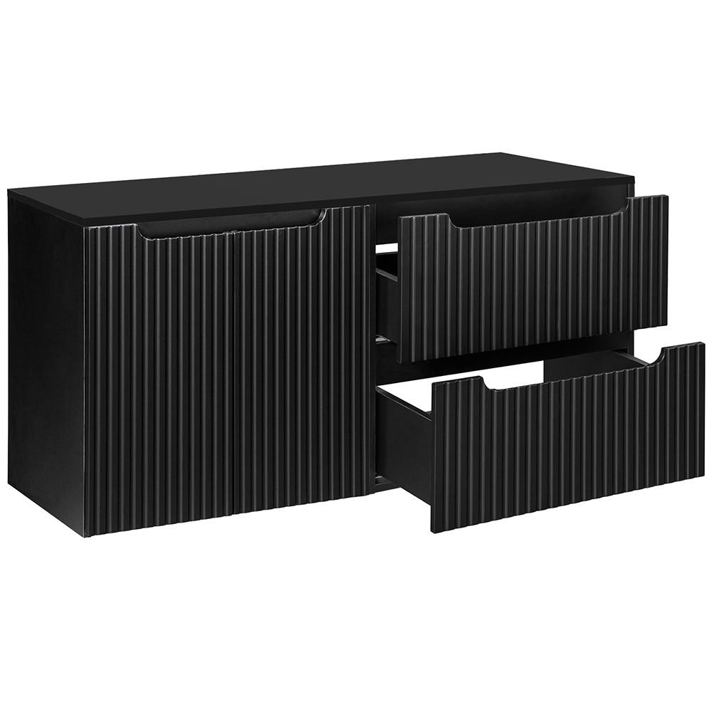 WASCHBECKENSCHRANK Newport-56 - Schwarz, Holzwerkstoff (120/60/40cm) - Lomado