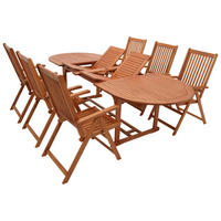 GARTEN-GARNITUR Lago Newtonnabbey - 7-teilige Garten-Essgruppe (6x Klappsessel Eukalyptus geölt, 1x Ausziehtisch 180/260x100cm, Eukalyptus - Braun, Holz - TPFGarden