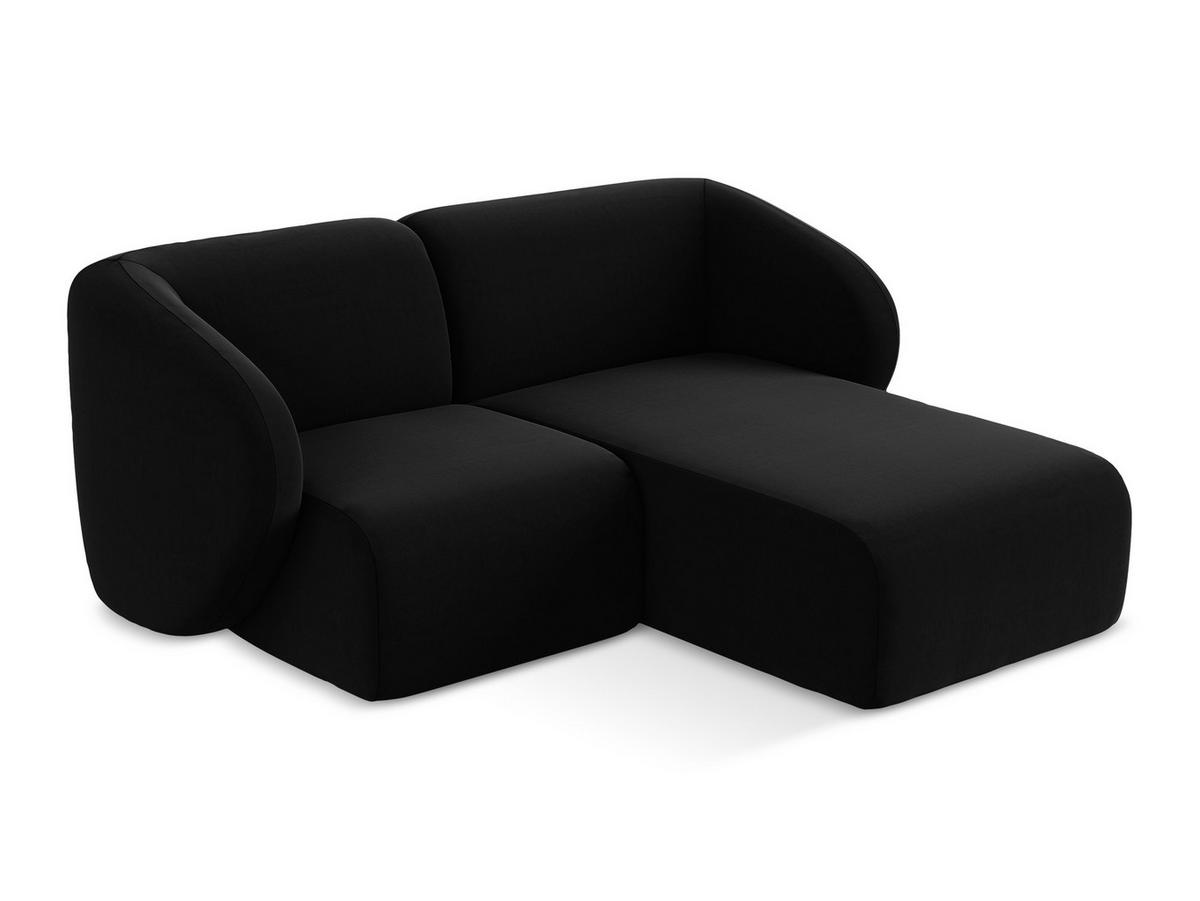 ECKSOFA Rechts Samt Stoff Schwarz - Schwarz, Holzwerkstoff/Kunststoff (178/166cm) - Makamii