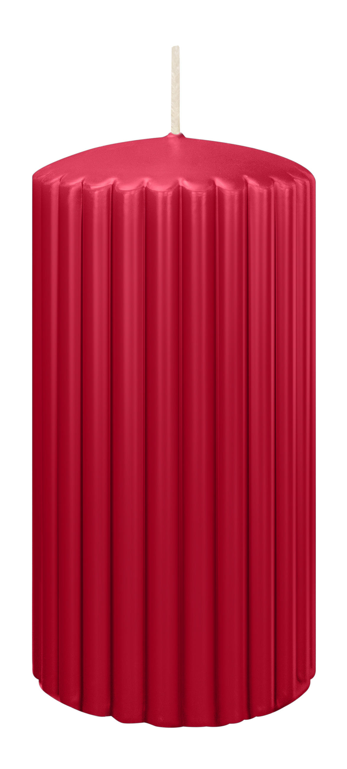 RILLEN KERZEN Altrot 150 x Ø 80 mm, 4 Stück - Dunkelrot, Paraffin (8/15/15cm) - Wiedemann Kerzen