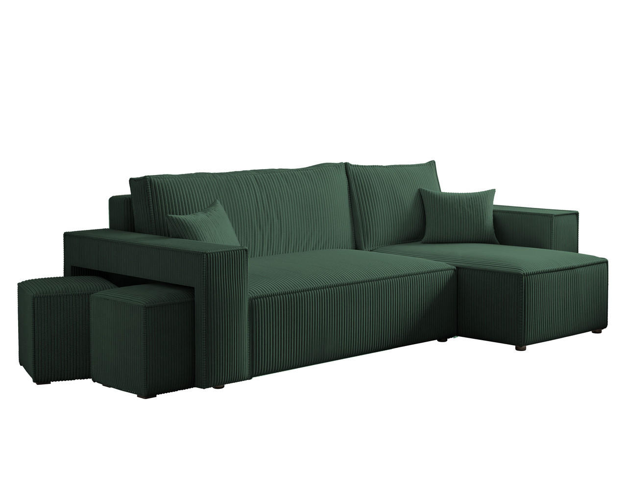 ECKSOFA PARIS mit Schlaffunktion und Bettkasten Grün - Grün, Holzwerkstoff/Kunststoff (262/145cm) - Idohome