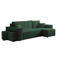 ECKSOFA PARIS mit Schlaffunktion und Bettkasten Grün - Grün, Holzwerkstoff/Kunststoff (262/145cm) - Idohome