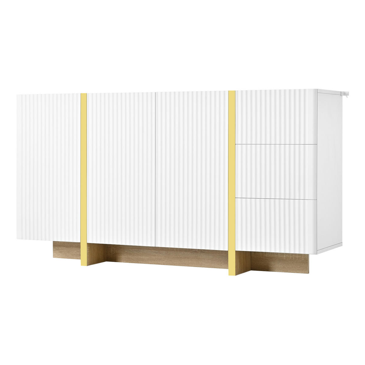 PŘÍBORNÍK se 3 dvířky a 3 zásuvkami, bílý, 140 cm - bílá, kompozitní dřevo (140/75/36cm) - Urban Meuble