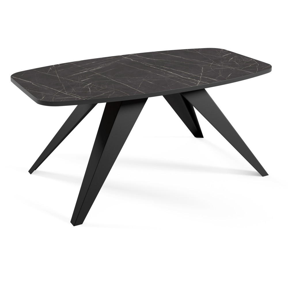 COUCHTISCH Lino, Kaffeetisch mit abgerundeten Kanten, Schwarz+Black Pietra Girgia - Schwarz, Metall (120/60/48cm) - Beautysofa