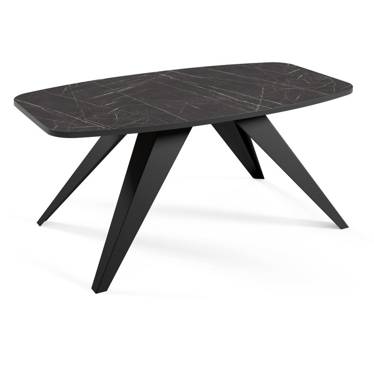 COUCHTISCH Lino, Kaffeetisch mit abgerundeten Kanten, Schwarz+Black Pietra Girgia - Schwarz, Metall (120/60/48cm) - Beautysofa