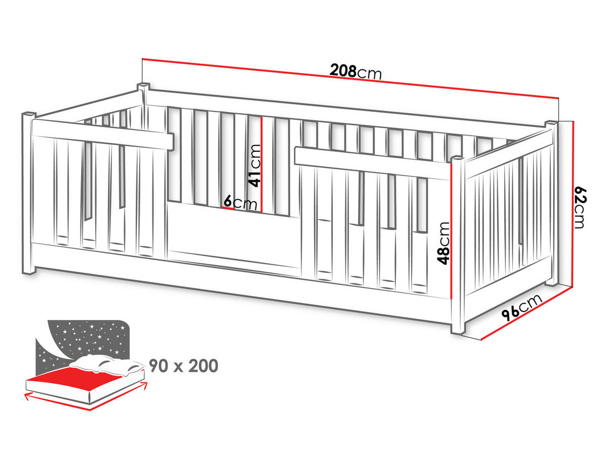 KINDERBETT Fero - Weiß, Holz (90/200cm) - MIRJAN24