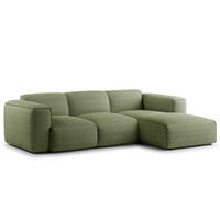 3-SITZER ECKSOFA mit Longchair - Schwarz/Grün, Kunststoff/Textil (251/173cm) - home24