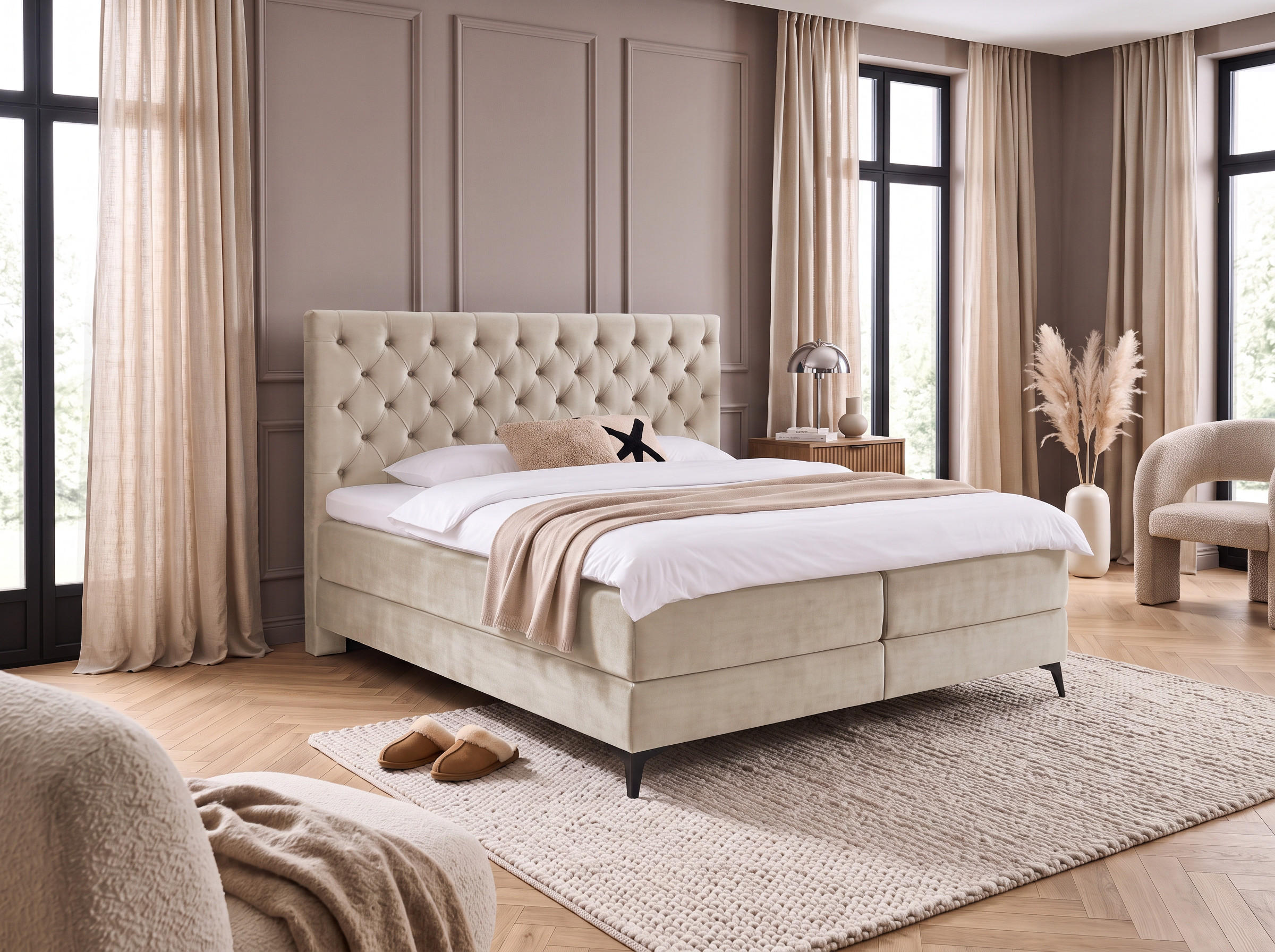 wonello Boxbett Beige 200x200 cm