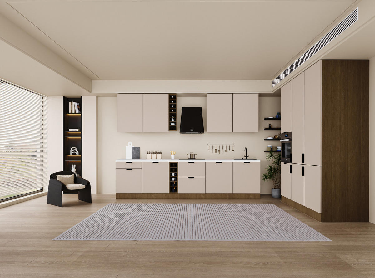 KÜCHENZEILE 315 x 180 cm - Sorento KS14-M315 - in Beige / Dunkle Eiche - Eichefarben/Beige, Holz (495/247/58cm)