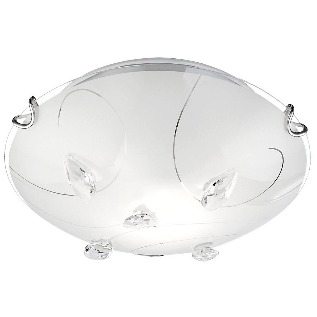 DECKENLEUCHTE ALIVIA Weiß Kristalloptik - Weiß, Glas (25/25/8cm) - Globo Lighting