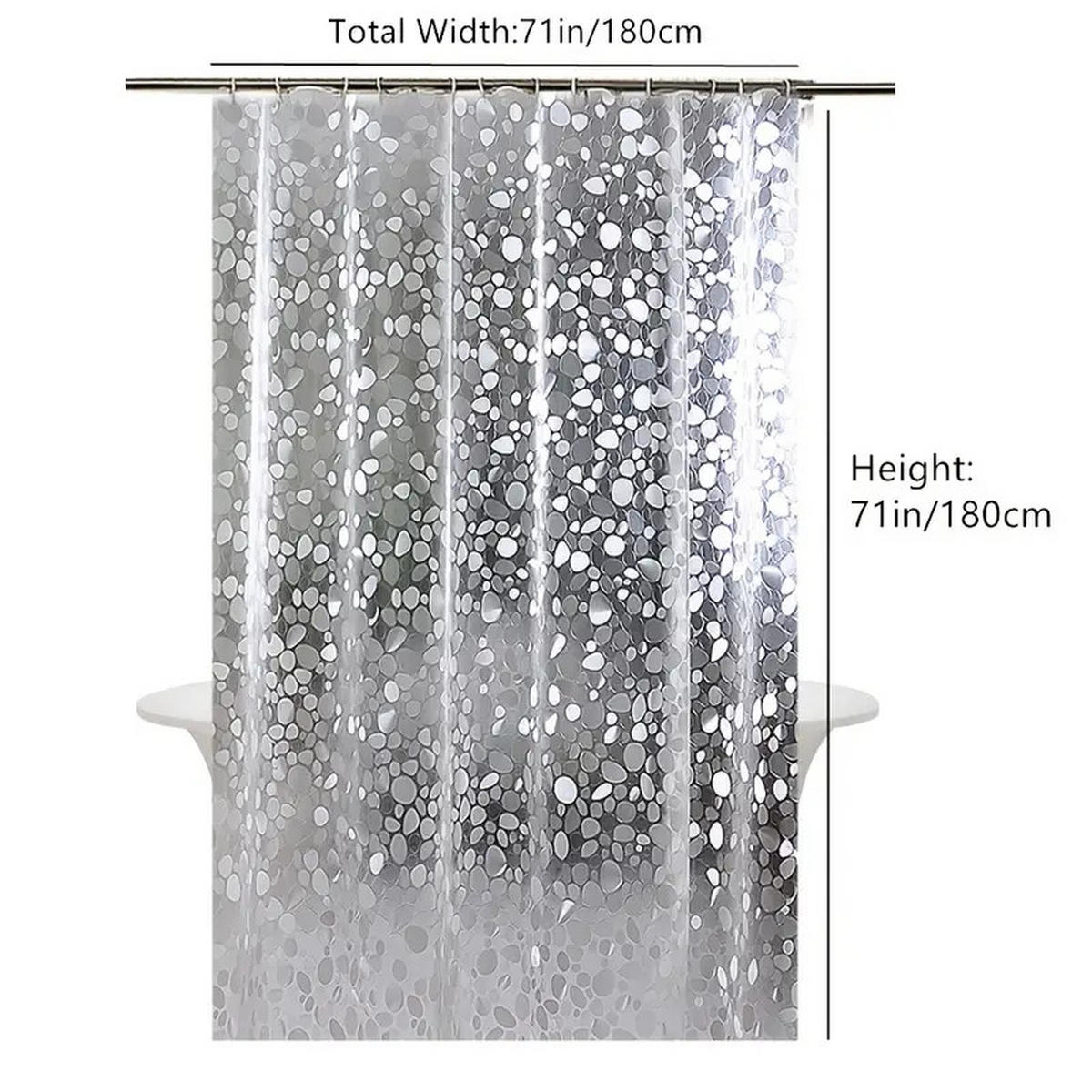 DUSCHVORHANG EINLAGE 3D Muster wasserdicht für Dusche und Badewannen - Transparent, Textil (180/180cm) - MCBOSON