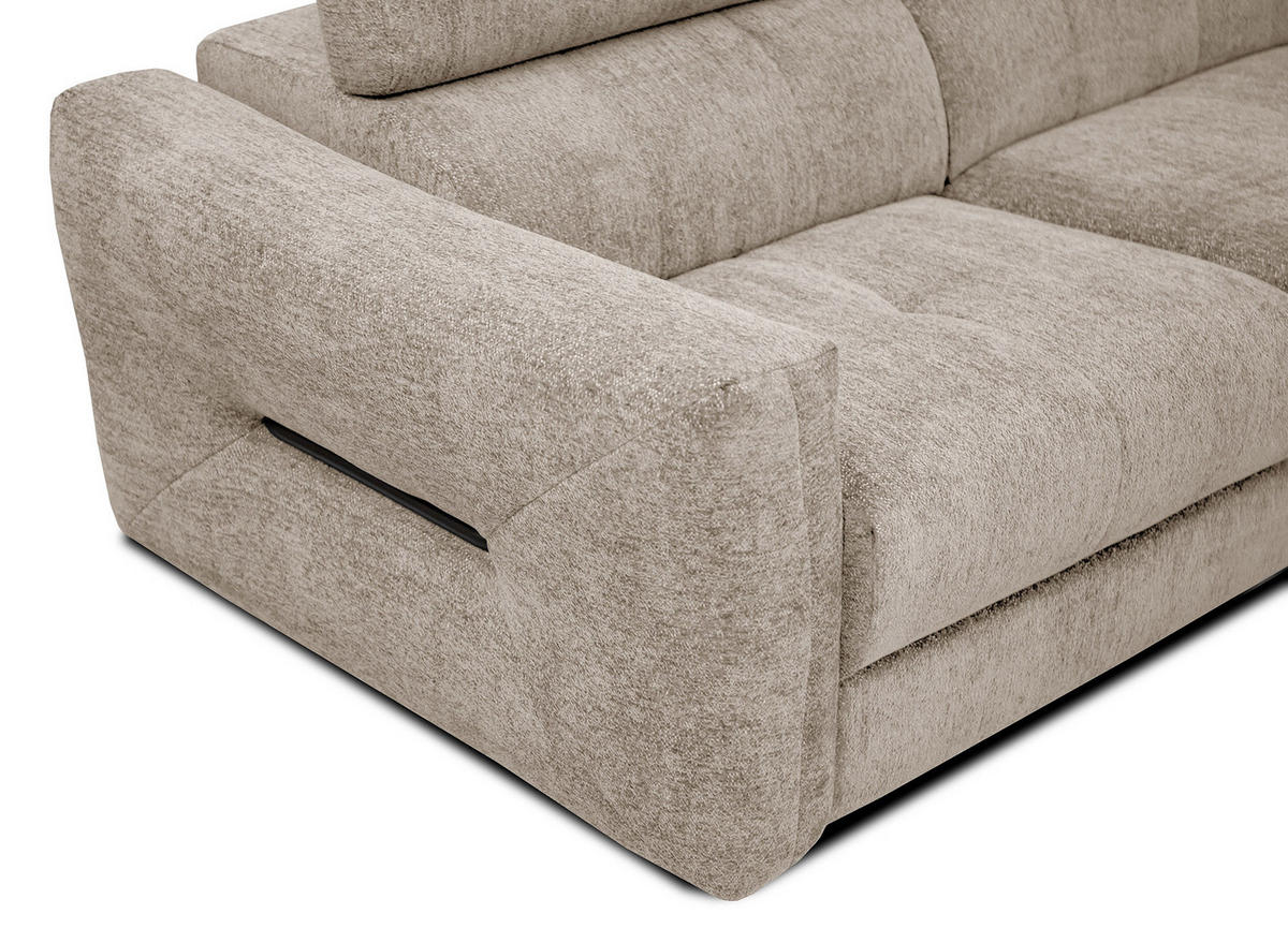 SOFA CALVERA 3-Sitzer, ecru - Ecru/Schwarz, Holzwerkstoff/Textil (204/79/106cm) - Courtois Laville