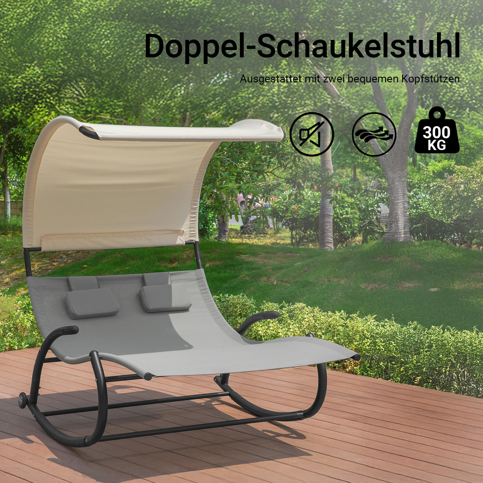 SCHAUKELLIEGE Grau - Beige/Grau, Metall (140/180/184cm) - SoBuy