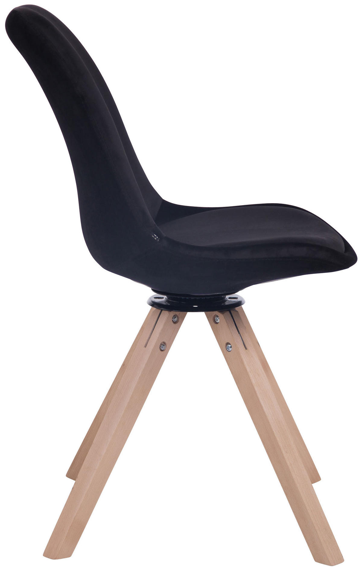 ESSZIMMERSTUHL Troll Samt, Gestell Buchenholz Square Natura Schwarz - Schwarz/Naturfarben, Holz/Buchenholz (48/84/56cm) - TPFLiving