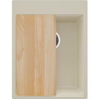 SPÜLBECKEN Oslo, 2-er set Beige 38/50 cm 1 Becken + Ablauf-Set + Schneidebrett ab 40er Unterschrank - Chromfarben/Beige, Kunststoff (38/20/50cm) - Primagran