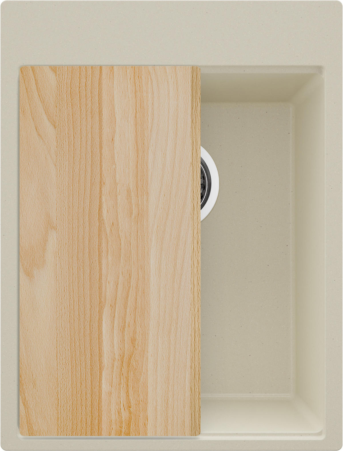 SPÜLBECKEN Oslo, 2-er set Beige 38/50 cm 1 Becken + Ablauf-Set + Schneidebrett ab 40er Unterschrank - Chromfarben/Beige, Kunststoff (38/20/50cm) - Primagran