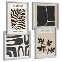 BILDER SET 4er Set - 50x50 cm & 40x60 cm Silberner Rahmen - Minimalistische Pflanzenposter - Silberfarben, Kunststoff (50/50cm) - TULUP