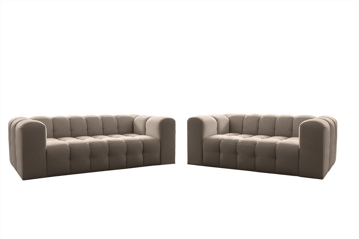 SOFASET Solvie 3-4 In Tiffani - Taupe, Holzwerkstoff/Textil (250/75/106cm) - Fun Möbel