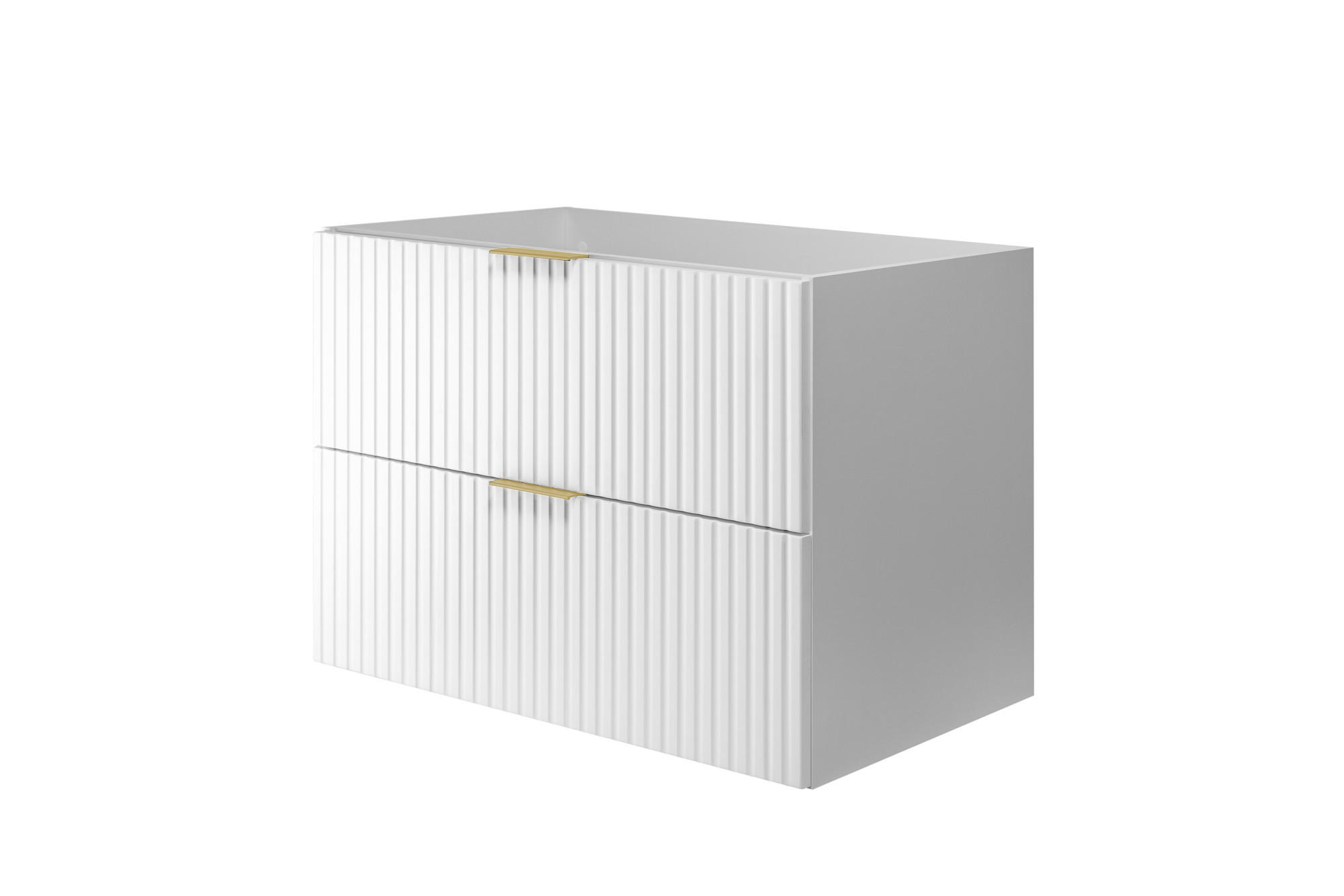 WASCHBECKUNTERSCHRANK, Weiß, 80 x 57 x 46 cm, Griff Gold, ohne Arbeitsplatte - Goldfarben/Weiß, Holzwerkstoff (80/57/46cm) - 3XE LIVING