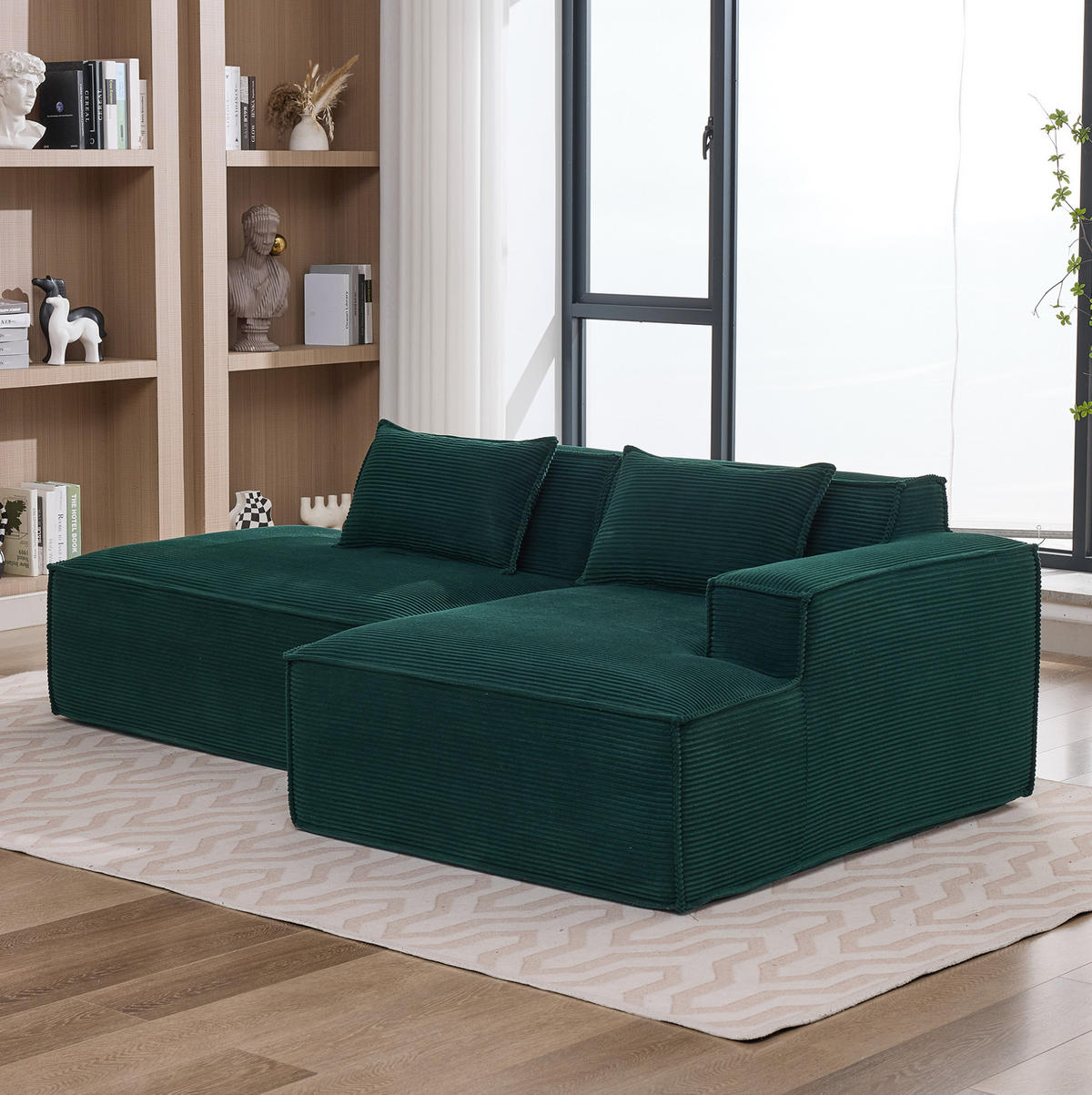 SOFA kompakt 235 cm Polyester Retro Green - Dunkelgrün, Textil (129/235cm) - Meubliv