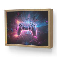 NÁSTĚNNÁ LAMPA S AKUMULÁTOREM Controller - Neon - Explosion - Abstraktní 40x30 cm - fialová, kompozitní dřevo (40/30/8cm)