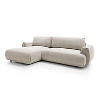 ECKSOFA ZEST Beige Geflochtener Stoff mit Schlaffunktion - Beige, Holz (270/167cm) - MASSENO
