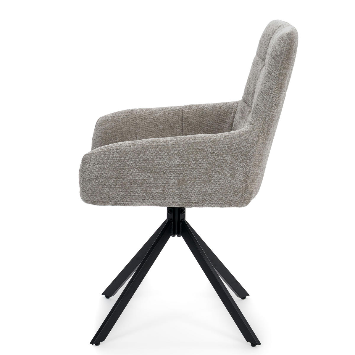 STUHL FUNO drehbar gepolsterter mit Steppung - hellgrau - Chenille - Hellgrau/Schwarz, Textil/Metall (58/87/60cm) - NEW HOME