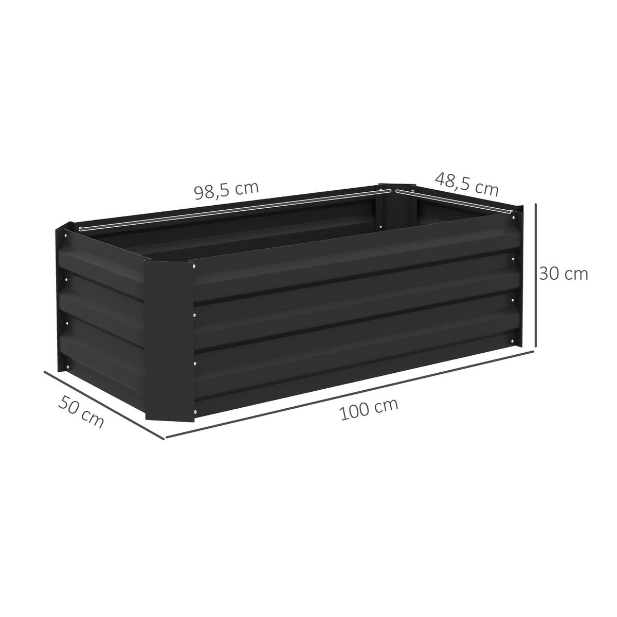 HOCHBEET-SET DE-12144 2er-Set 100/50/30 cm Schwarz - Schwarz, Metall (100/30/50cm) - ComfortXL