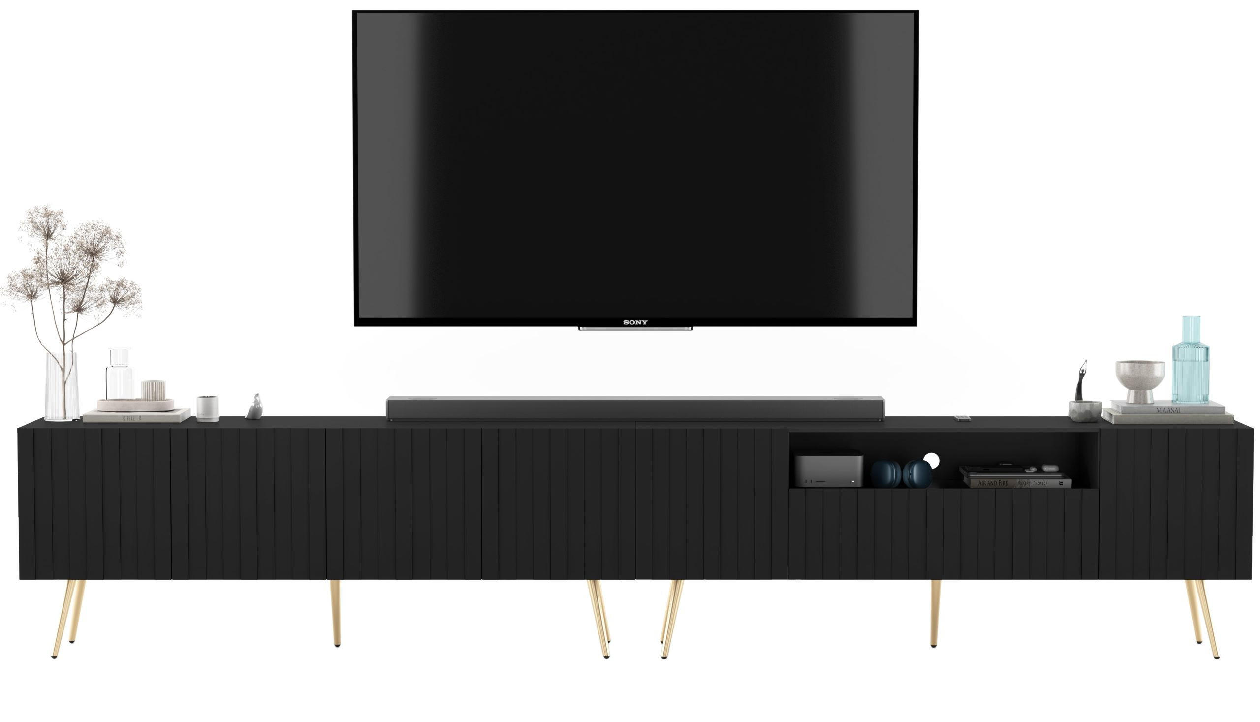 Meble Lindner Tv-Lowboard Schwarz 300x60.5x36.5 cm