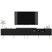 TV-LOWBOARD 2er-Set Elpis2 Schwarz matt mit goldenen Metallbeinen150 cm - Goldfarben/Schwarz, Holzwerkstoff (300/60.5/36.5cm) - Meble Lindner