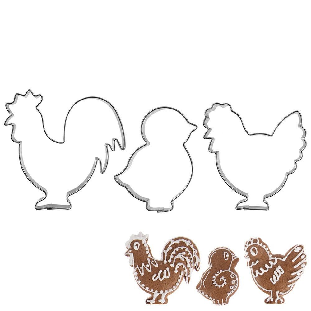 AUSSTECHFORMEN-SET Farm 3-teilig Silber - Silberfarben, Metall (6.5/1.5/6.5cm) - Orion 
