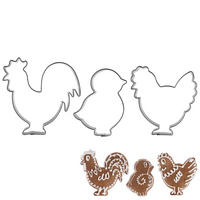AUSSTECHFORMEN-SET Farm 3-teilig Silber - Silberfarben, Metall (6.5/1.5/6.5cm) - Orion 