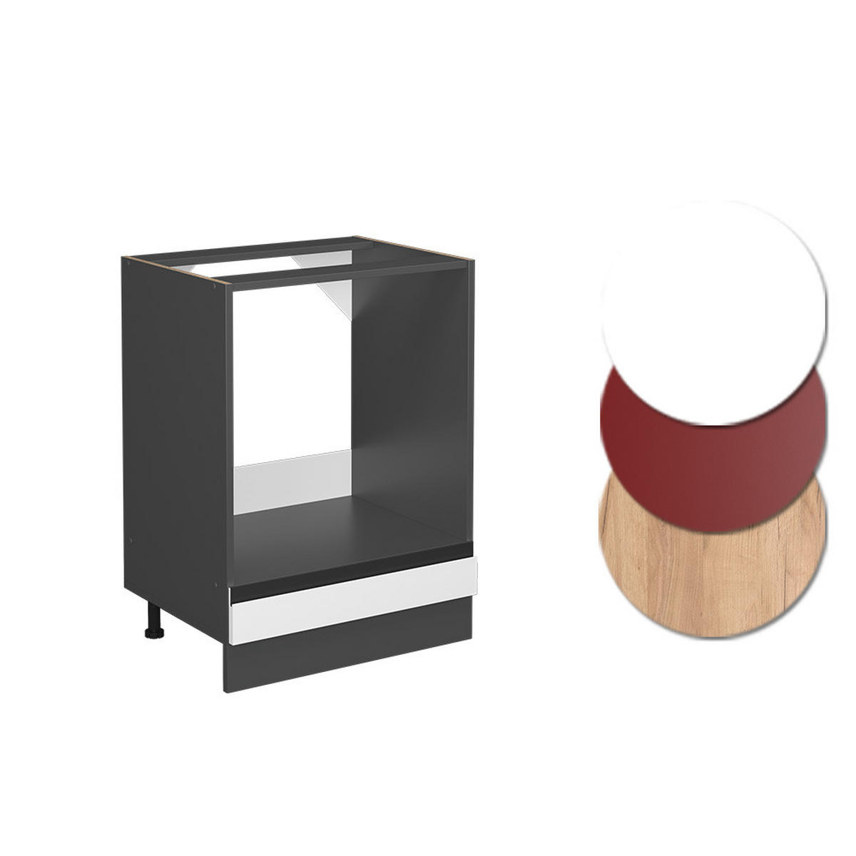 HERDUMBAUSCHRANK R-Line Weiß 60 cm AP Marmor - Anthrazit/Weiß, Holzwerkstoff (60/81.6/60cm) - Vicco