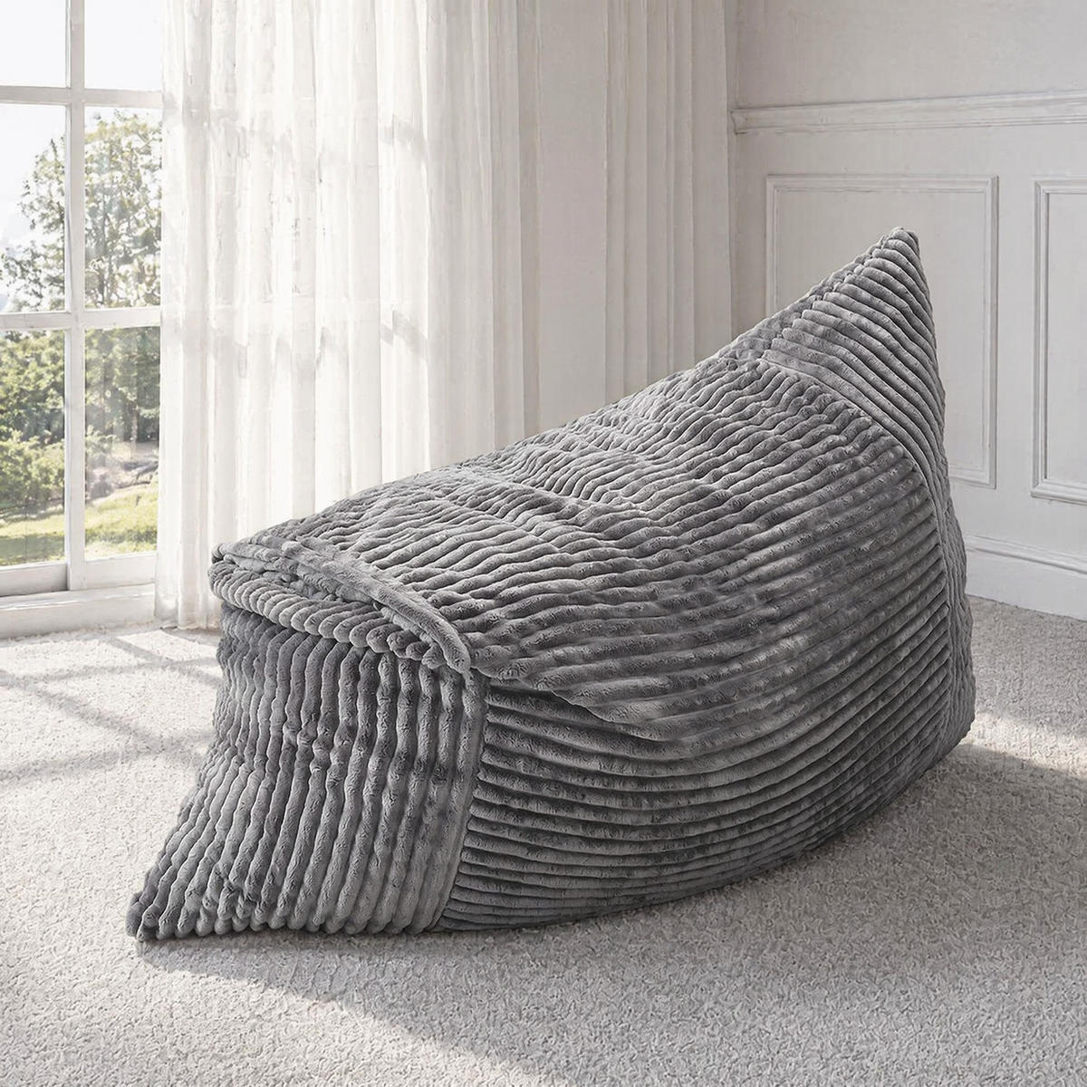 SITZSACK wandelbar Flannelette Light Gray - Hellgrau, Kunststoff (125/1/180cm) - Beauniv
