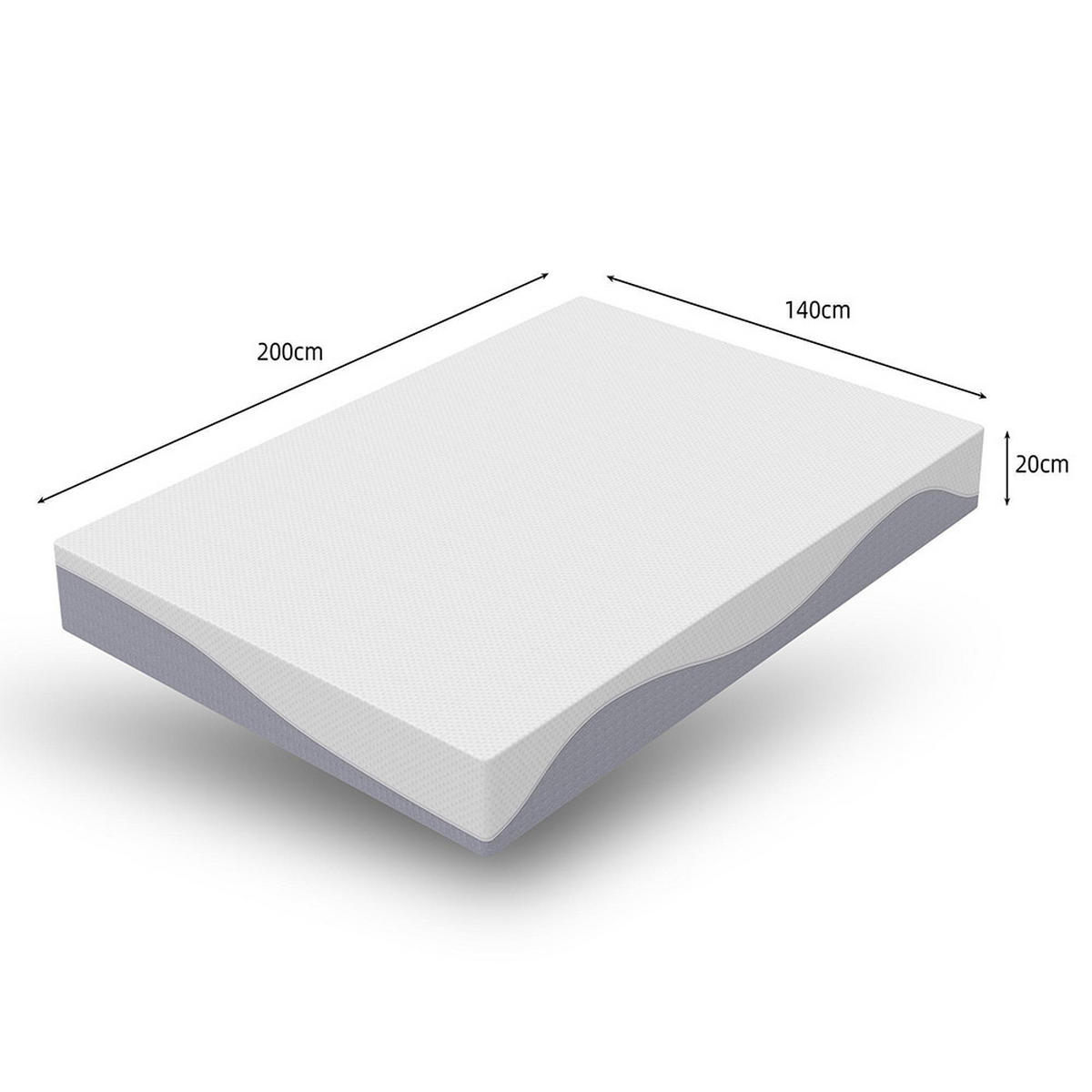 SCHAUMSTOFFMATRATZE,DOPPELSEITIG schlafend,Dichte H3/H4 ,Jacke abnehmbar-140x200 cm - Weiß, Textil (140/200cm) - KOMHTOM