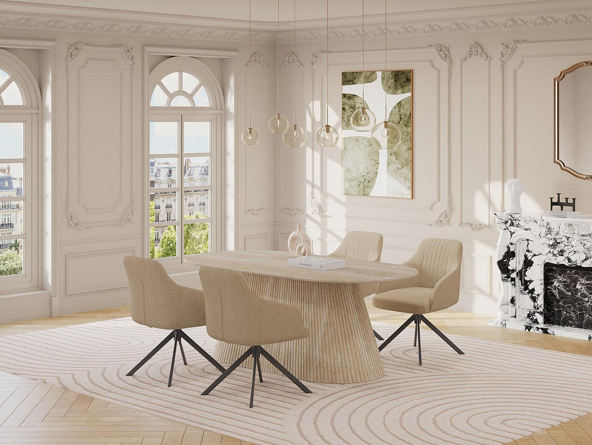 ESSTISCH - 8 Personen - stein - beige Tifuli - Beige, Holz/Stein (100/200/74cm) - Vente-Unique