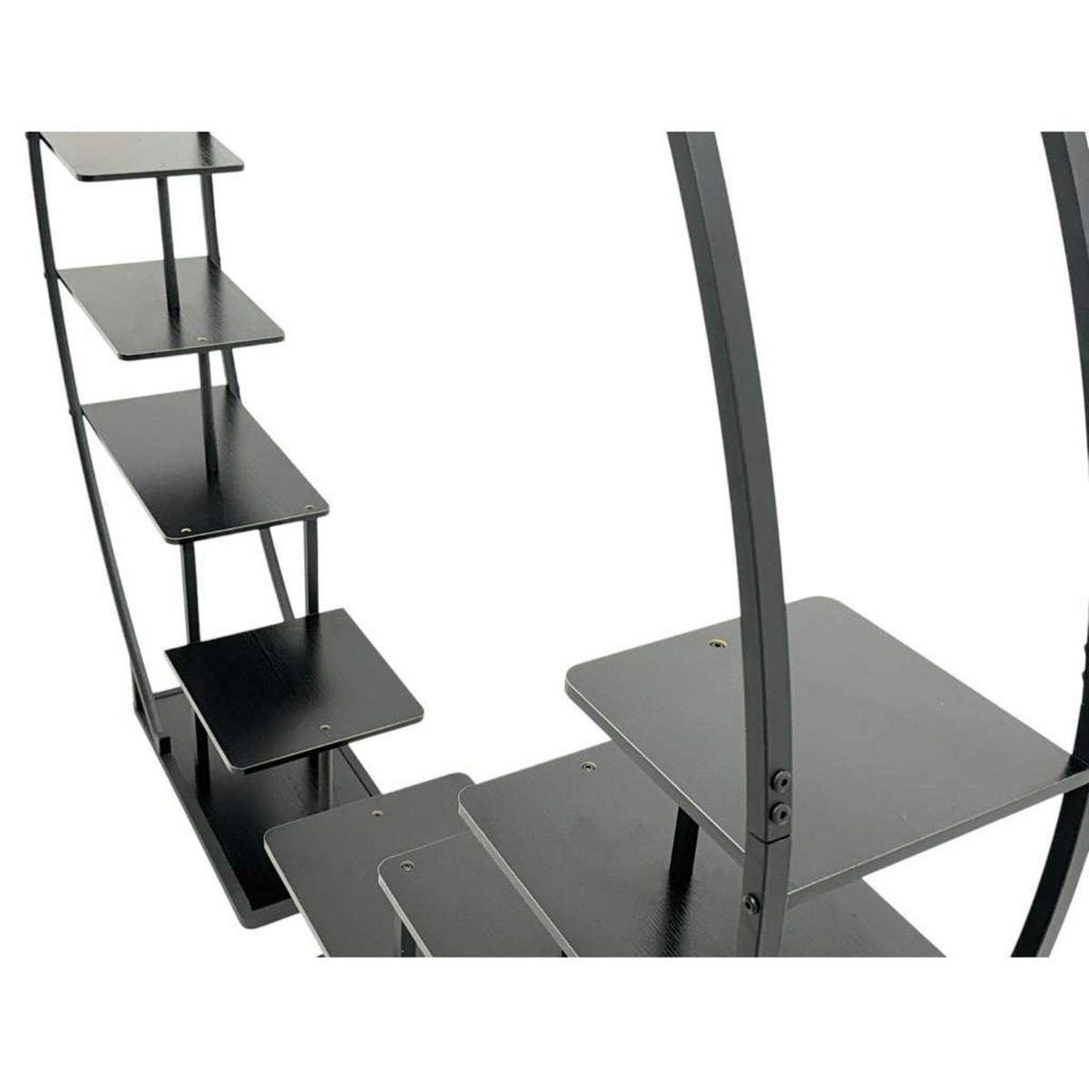 DANDIBO Blumenregal indoor 170 cm Hoch Metall Schwarz Rund 96586 Blumentreppe Groß Halbrund Pflanzenständer Modern Design - Schwarz, Metall (190/170/30cm) - DanDiBo
