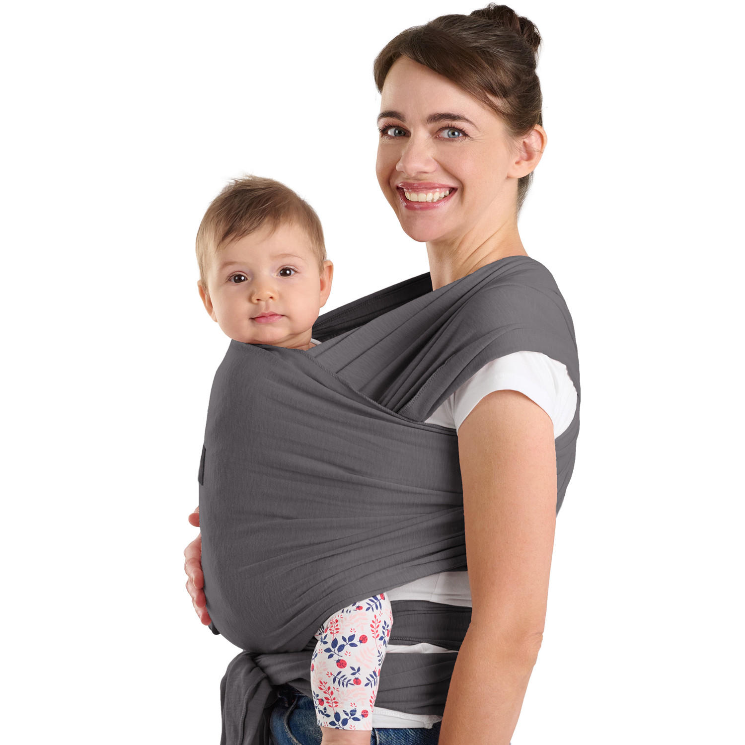BABYTRAGEN für Neugeborene bis 15 kg - 100% Baumwolle (Ohne Elasthan) - Grau - Grau, Textil (60/5.1cm) - Laleni