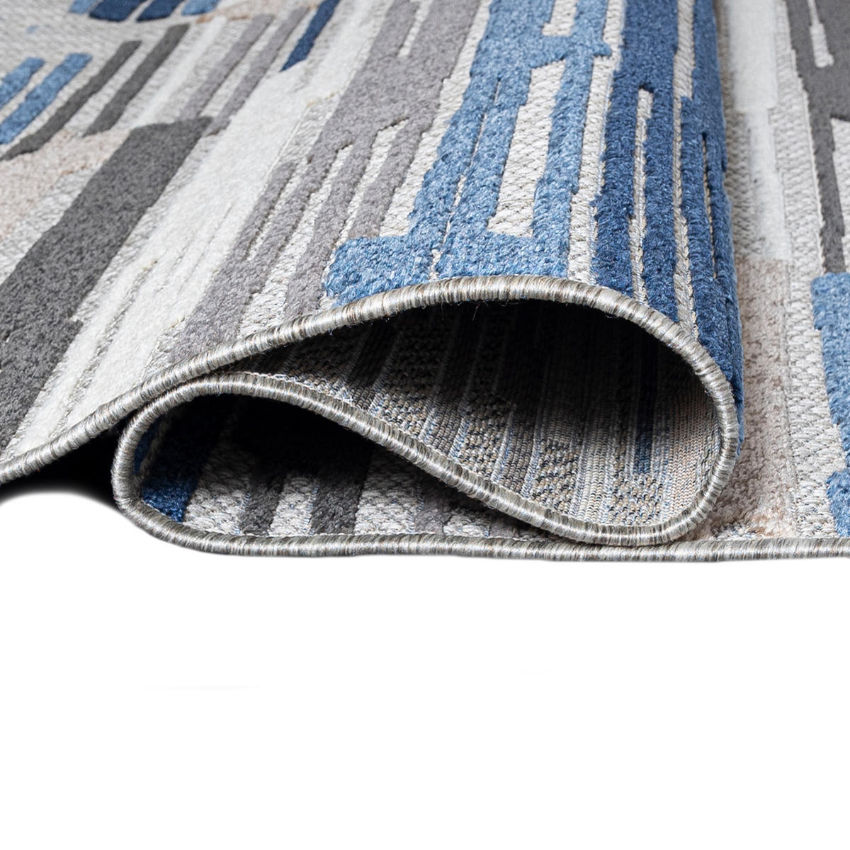 TEPPICH In-Outdoor Blau Abstract Grau - Kurzflor Rechteckig - 160 x 230 cm - Blau, Textil (160/230cm) - Mazovia