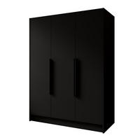 DREHTÜRENSCHRANK Pavia ohne Spiegel, Schwarz mit mit schwarzen Griffen, 150 cm - Schwarz, Holzwerkstoff (150/200/51cm) - Beautysofa