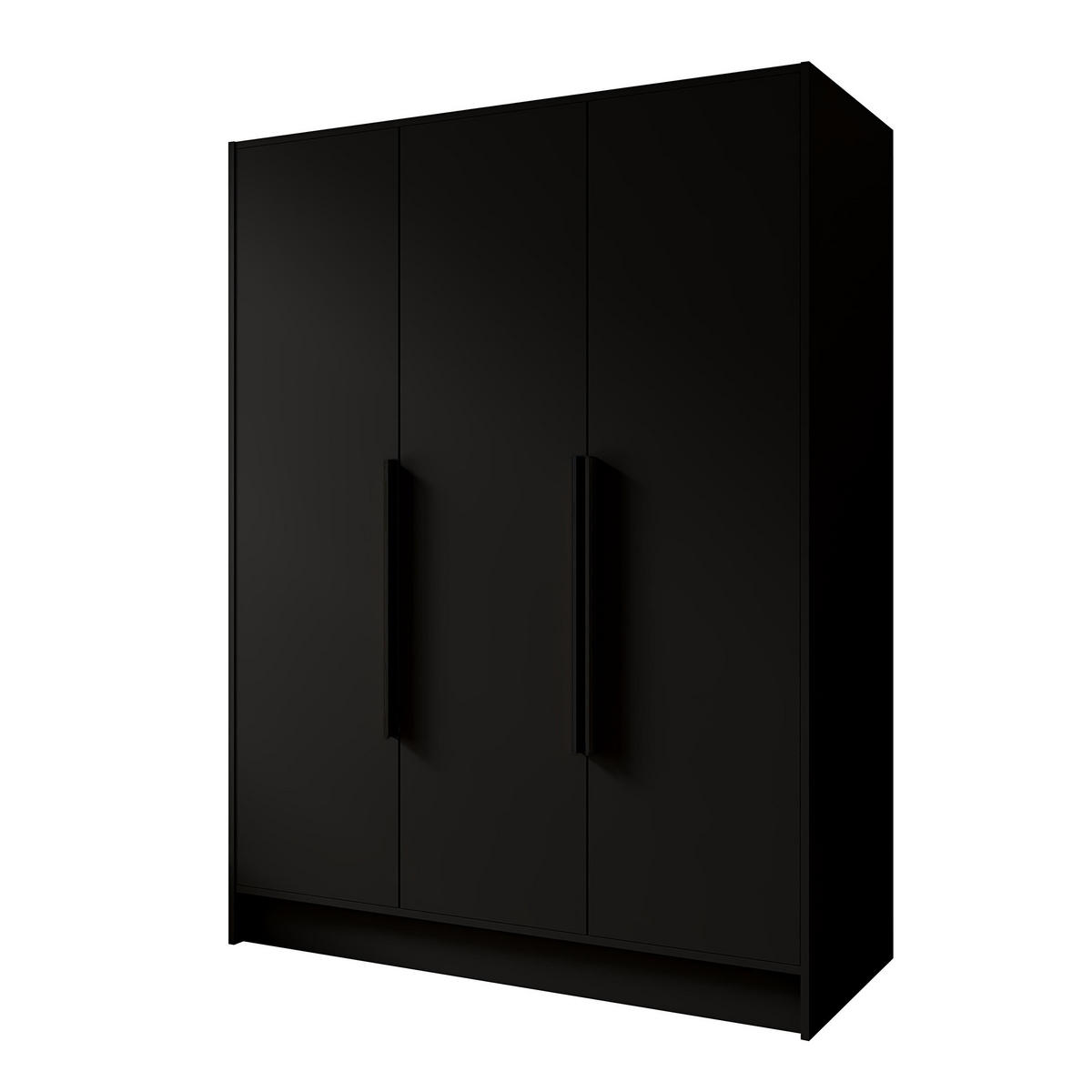 DREHTÜRENSCHRANK Pavia ohne Spiegel, Schwarz mit mit schwarzen Griffen, 150 cm - Schwarz, Holzwerkstoff (150/200/51cm) - Beautysofa