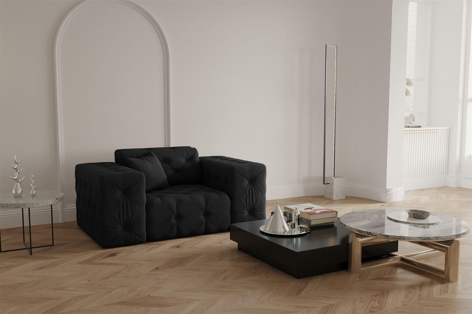 SESSEL Chantal - Schwarz, Holzwerkstoff/Textil (121/78/96cm) - Fun Möbel