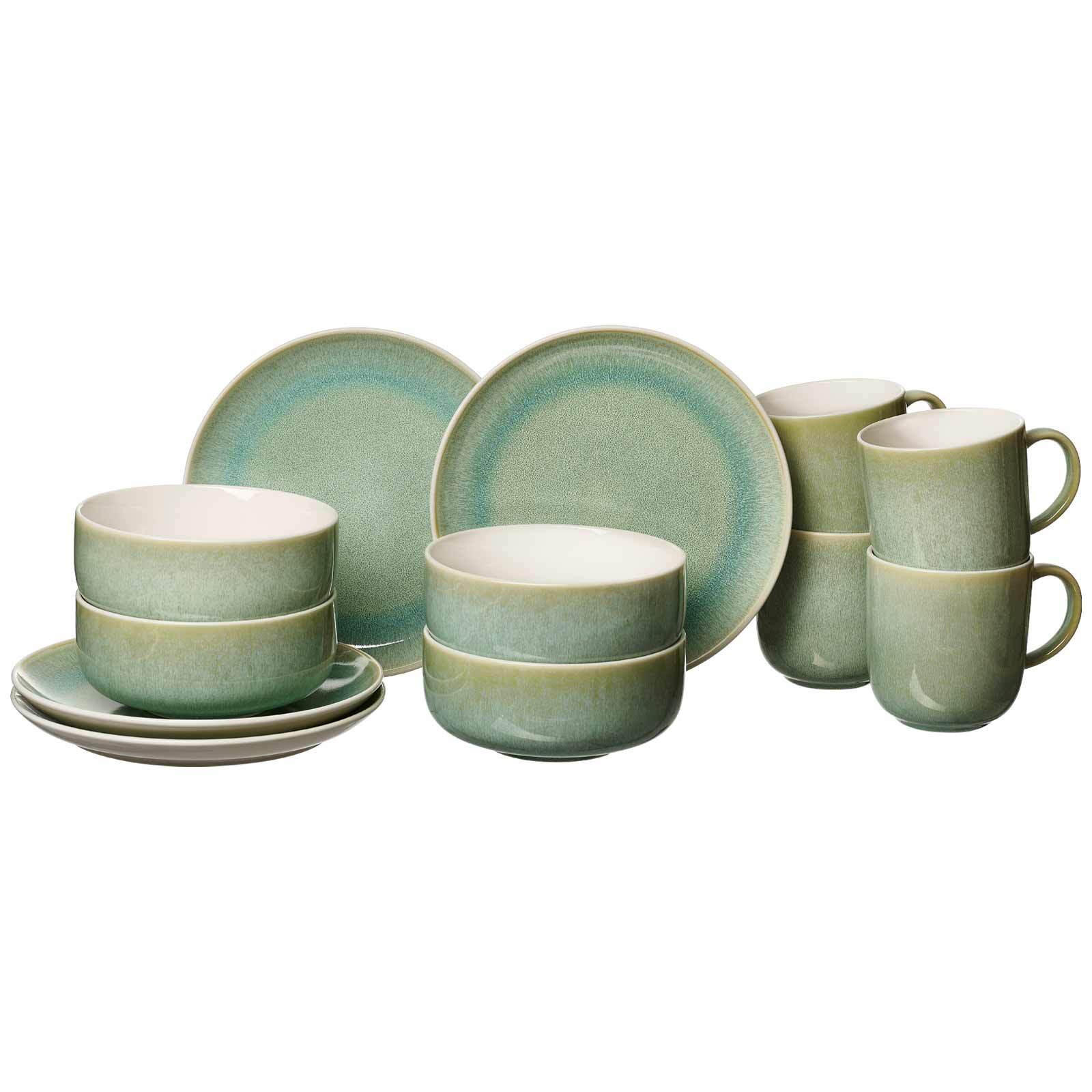 FRÜHSTÜCKS-SET Borneo grün 12er Set - Grün, Keramik (21.5/22/33.5cm) - Ritzenhoff Breker